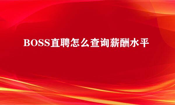 BOSS直聘怎么查询薪酬水平