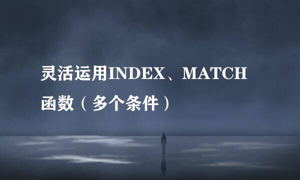 灵活运用INDEX、MATCH函数（多个条件）