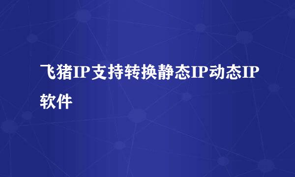 飞猪IP支持转换静态IP动态IP软件