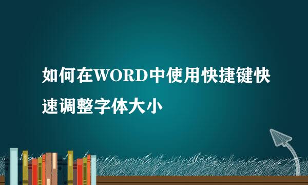 如何在WORD中使用快捷键快速调整字体大小