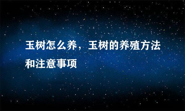 玉树怎么养,玉树的养殖方法和注意事项
