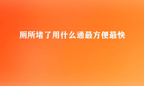 厕所堵了用什么通最方便最快