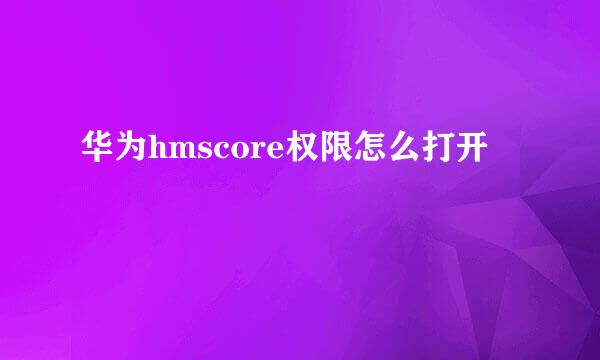 华为hmscore权限怎么打开