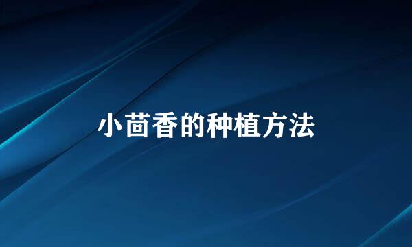 小茴香的种植方法