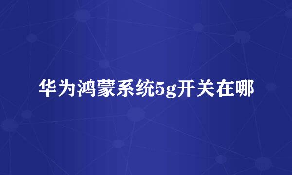 华为鸿蒙系统5g开关在哪