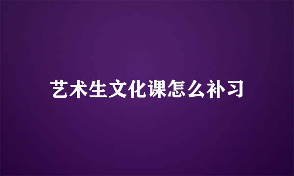 艺术生文化课怎么补习