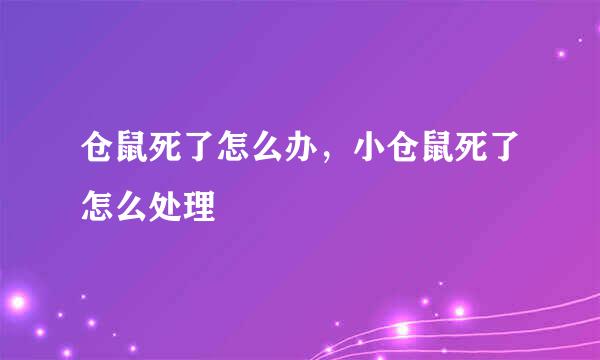 仓鼠死了怎么办,小仓鼠死了怎么处理