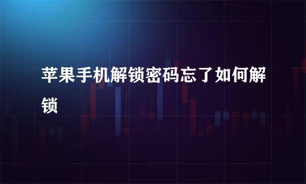 苹果手机解锁密码忘了如何解锁