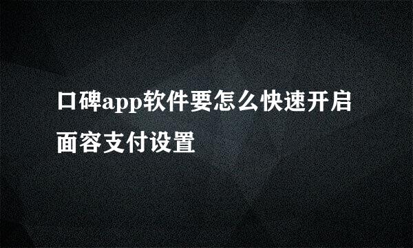 口碑app软件要怎么快速开启面容支付设置