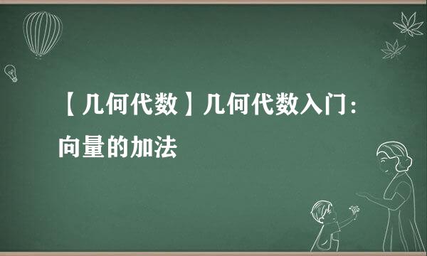【几何代数】几何代数入门：向量的加法