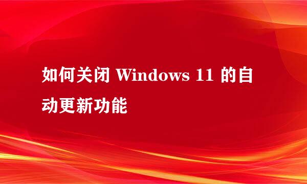 如何关闭 Windows 11 的自动更新功能
