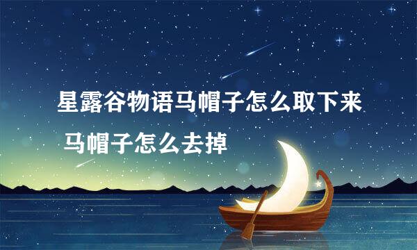 星露谷物语马帽子怎么取下来 马帽子怎么去掉