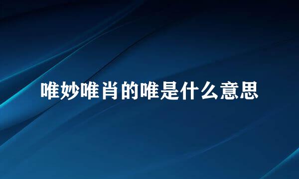 唯妙唯肖的唯是什么意思