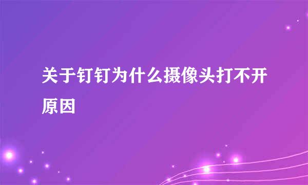 关于钉钉为什么摄像头打不开原因