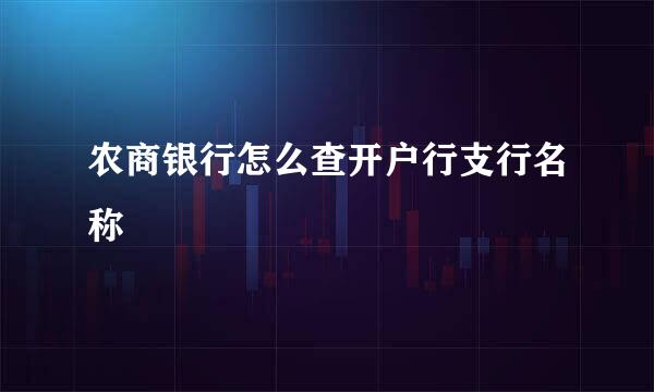 农商银行怎么查开户行支行名称