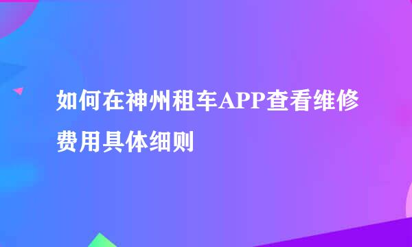 如何在神州租车APP查看维修费用具体细则