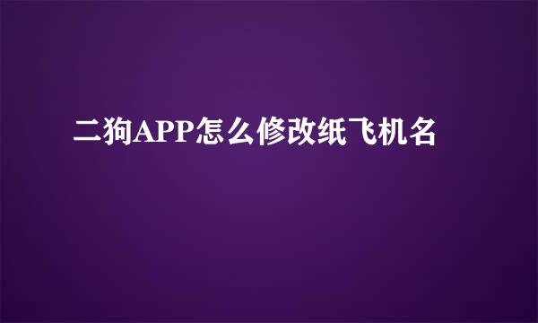 二狗APP怎么修改纸飞机名