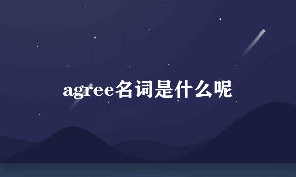 agree名词是什么呢