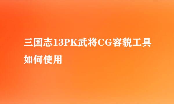 三国志13PK武将CG容貌工具如何使用