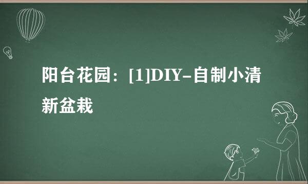 阳台花园：[1]DIY-自制小清新盆栽