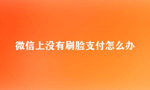 微信上没有刷脸支付怎么办