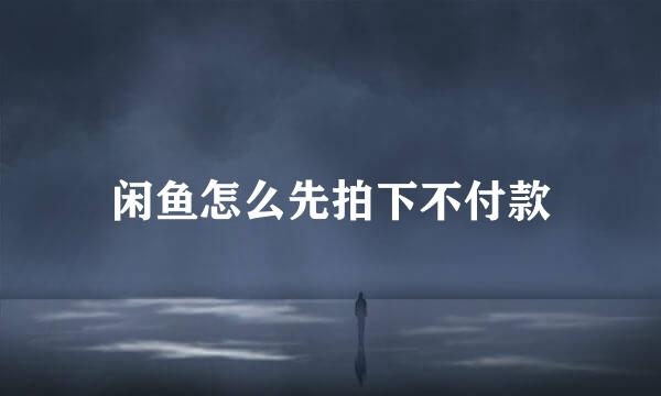 闲鱼怎么先拍下不付款