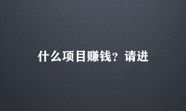 什么项目赚钱?请进