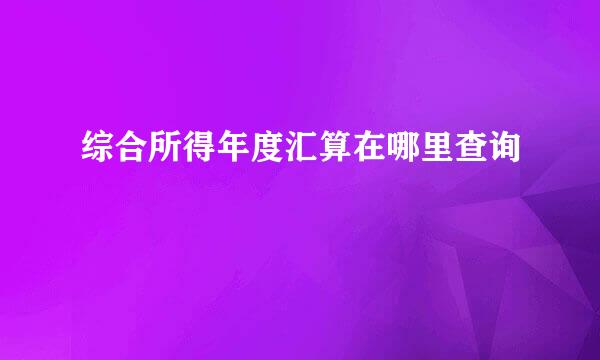 综合所得年度汇算在哪里查询