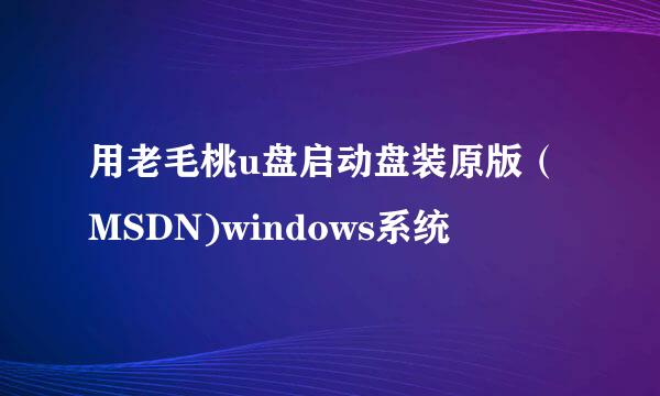 用老毛桃u盘启动盘装原版（MSDN)windows系统
