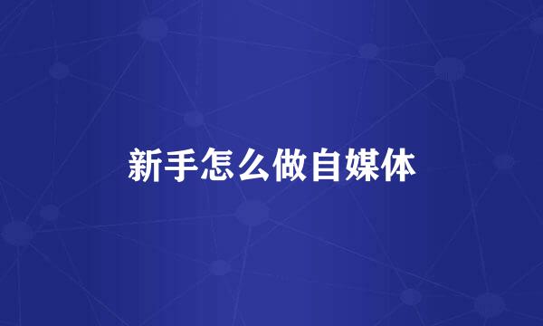 新手怎么做自媒体