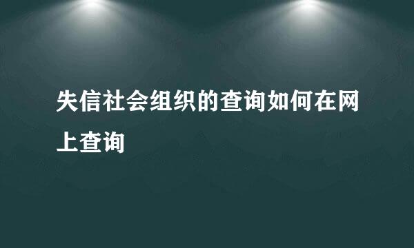 失信社会组织的查询如何在网上查询