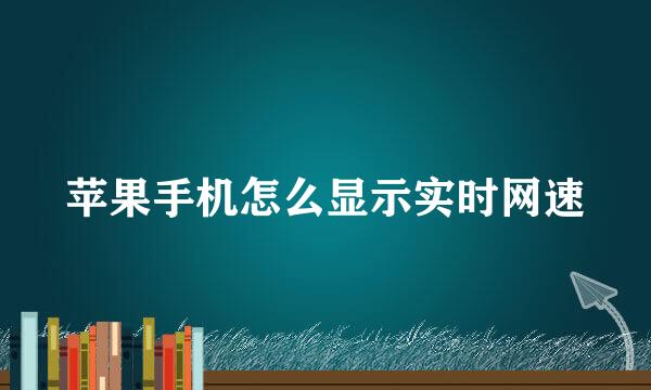 苹果手机怎么显示实时网速