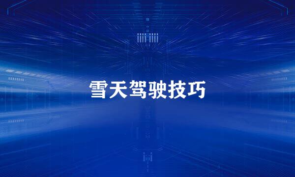 雪天驾驶技巧