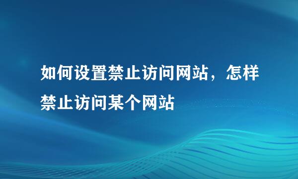 如何设置禁止访问网站,怎样禁止访问某个网站