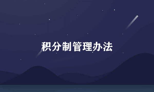 积分制管理办法