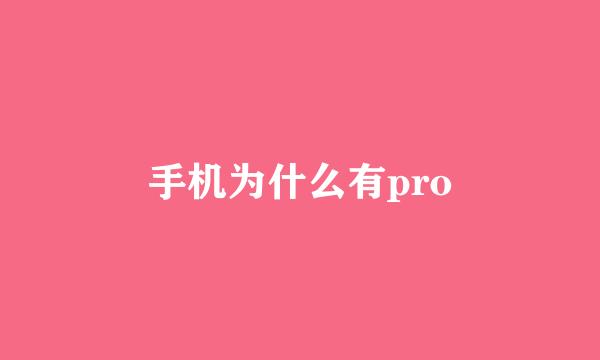 手机为什么有pro