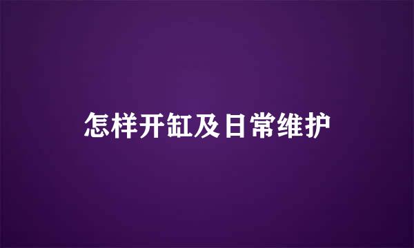 怎样开缸及日常维护