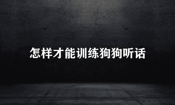 怎样才能训练狗狗听话