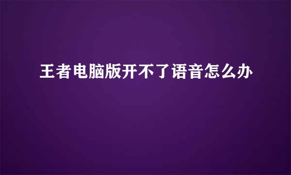 王者电脑版开不了语音怎么办