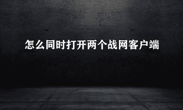 怎么同时打开两个战网客户端