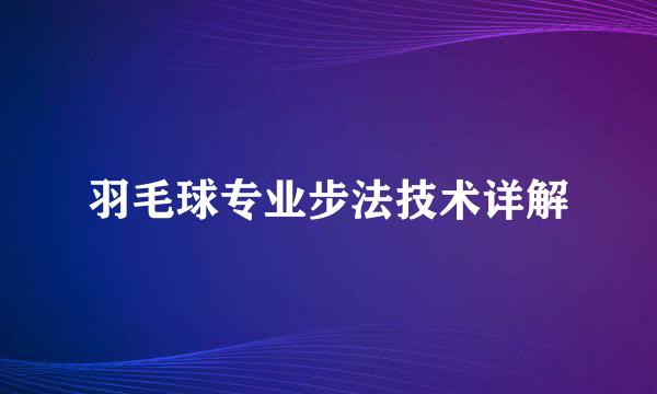 羽毛球专业步法技术详解