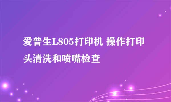 爱普生L805打印机 操作打印头清洗和喷嘴检查