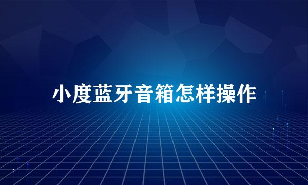小度蓝牙音箱怎样操作