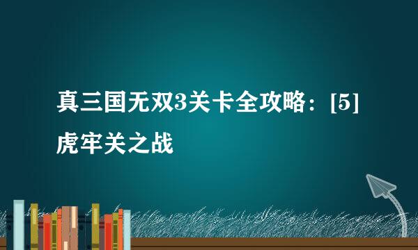 真三国无双3关卡全攻略：[5]虎牢关之战