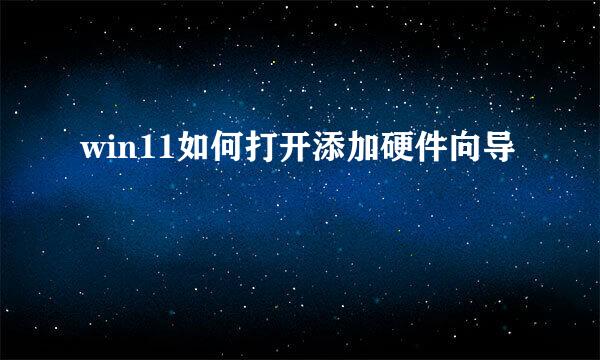 win11如何打开添加硬件向导