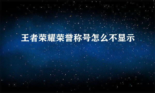 王者荣耀荣誉称号怎么不显示