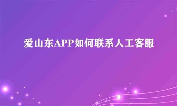 爱山东APP如何联系人工客服