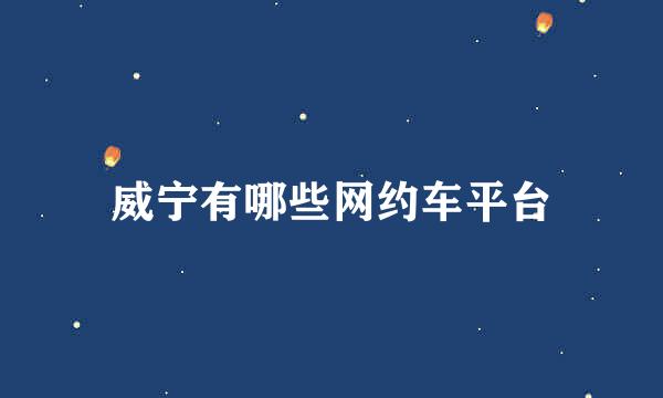 威宁有哪些网约车平台