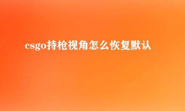 csgo持枪视角怎么恢复默认
