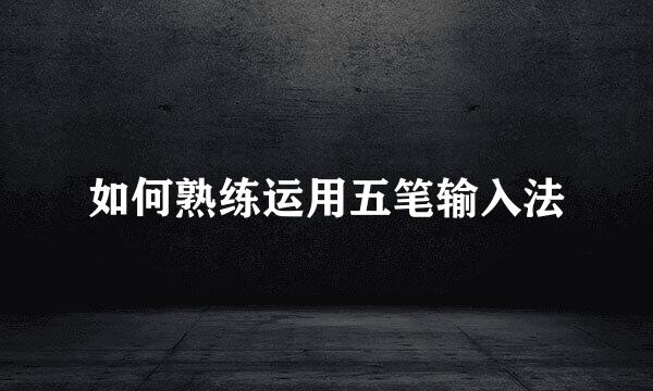 如何熟练运用五笔输入法